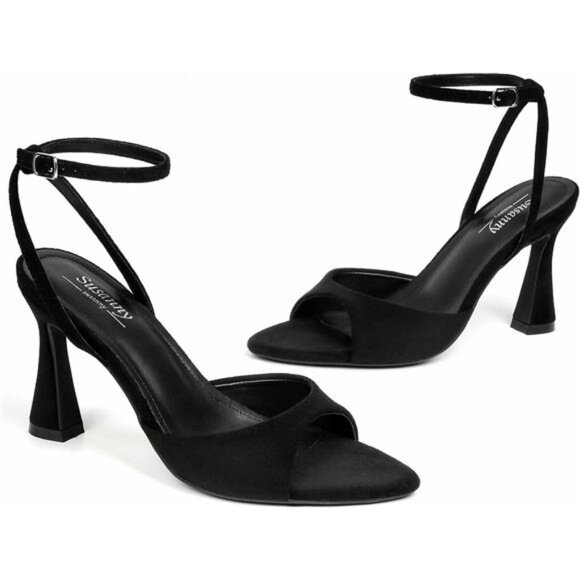 High Heels for Women Black Suede - Picture 2 of 7